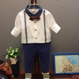 2016春装新款3-8岁儿童装男童韩版学院长袖白衬衫打底衬衣套装
