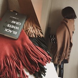 [转卖]6度欧美2015冬装韩国新款纯色流苏保暖加厚围巾披肩
