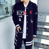 秋季韩版个性涂鸦印花中长款风衣男士修身大衣青少年学生外套潮流