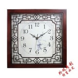 凯琴实木挂钟 客厅中式钟表 静音创意时钟 仿古方形石英钟表 壁钟