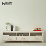 哈乌斯 韩式白色实木电视柜1.6米 客厅简约时尚现代地中海家具