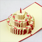 生日贺卡 立体花朵蛋糕卡片员工创意卡片定制打印照片祝福明信片