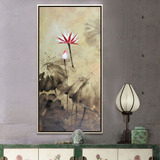 中式油画现代玄关走廊装饰画中国画客厅挂画荷花简约壁画水墨荷花