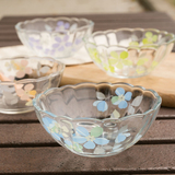 陶趣居玻璃餐具用品彩绘和风樱花小清新玻璃碗甜点碗冰激淋碗