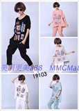 鑫谷女人花19103夏新款2016韩版大码时尚图案印花蝙蝠袖显瘦T恤
