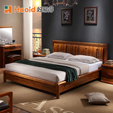 好易得中式胡桃木实木床双人床1.51.8米卧室高箱储物床小户型101