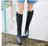 韩国新款雨鞋春秋长筒水靴女高筒雨靴韩版超显瘦防水防滑平跟马靴
