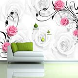 电视背景墙壁纸浮雕3d立体墙纸客厅卧室温馨烂漫玫瑰大型壁画壁纸