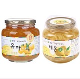 【全南专卖店】送勺 韩国全南蜂蜜柚子茶1千克+柠檬茶1千克各1瓶
