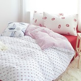 新日韩式简约纯棉三四件套全棉时尚个性宿舍床单被套床笠床上用品