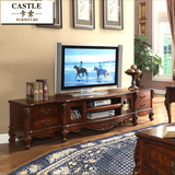 欧式实木加长电视柜2.4米客厅矮地柜美式复古高档深色影视墙桌2米