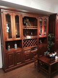 定做欧式橡木酒柜~餐厅实木装饰柜展示柜柜体贴木皮加红橡木门㎡