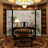 新中式屏风隔断客厅实木座屏玄关 半透布艺纱质卧室办公室茶楼
