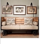 铁艺复古怀旧沙发椅美式转角实木单人双人三人沙发咖啡厅组合沙发