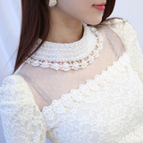蕾丝衫女2015秋冬季韩版修身百搭高领上衣大码加绒加厚打底衫长袖