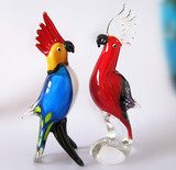 亮丽彩色琉璃对鹦鹉鸟 结婚礼物礼品 婚房玻璃摆件 家居装饰品