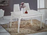 象牙白餐桌烤漆实木钢化玻璃1米35吃饭桌 简约现代家具组合餐椅