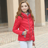 2014冬新款时尚韩版女加厚修身百搭短款连帽羽绒棉服