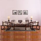新中式全实木沙发组合禅意三人沙发椅酒店会所样板房客厅中式家具