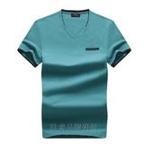 香港代购国际品牌男装短袖15夏装薄款青年V领丝光棉半袖大码t恤