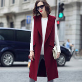 2015韩版秋冬羊绒新款马甲外套中长款英伦风大码显瘦女款