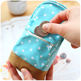 9.9包邮 韩国创意 甜美迷你书包造型笔袋 可爱大容量女帆布笔盒
