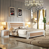 欧式北欧白色床全实木床松木床双人1.81.5米床现代中式高箱储物床
