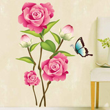 可移除墙贴纸贴画 玫瑰花朵 客厅电视背景墙纸贴温馨卧室装饰贴花