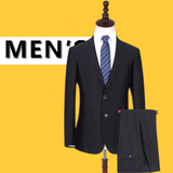 中年装男士西服套装 2015春秋款男装商务休闲黑色两粒扣西装外套
