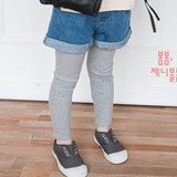 韩国正品大童男童女童儿童装代购2016春新款假两件打底裤牛仔短裤