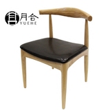 北欧韩式水曲柳椅子现代简约日式北欧宜家牛角椅靠背椅实木餐椅