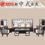 新中式水曲柳家具现代简约布艺接待沙发大堂装饰椅样板房卡座沙发