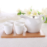 欧式白色陶瓷茶具花茶茶具组咖啡杯碟套装配竹木架下午茶茶具包邮