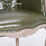 椅单人小沙发椅洽谈椅欧式复古实木书房椅美式皮布艺酒店餐椅休闲