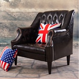 欧式美式复古单人沙发太师椅高档小户型铆钉装饰双人客厅卧室沙发