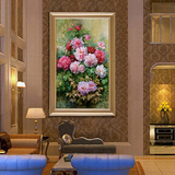 日康 牡丹花卉油画  纯手绘壁画走廊过道书房卧室挂画 玄关装饰画
