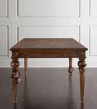 美式乡村实木餐桌欧式雕花复古橡木餐台 法式餐桌椅组合 会议桌