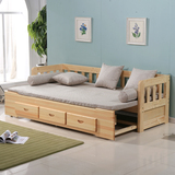 型单人1.5米1.8m客厅组合实木沙发床 多功能可折叠推拉两用小户