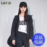 LRUD2016秋季新款韩版宽松口袋抽绳收腰连帽外套女休闲长袖短外套