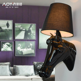 澳银创意灯具现代简约欧式酒店门厅过道卧室床头灯树脂马头壁灯饰