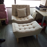 法式沙发椅卧室咖啡厅美式休闲椅欧式实木单人沙发布艺北欧老虎椅