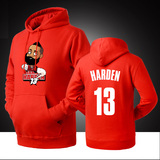 2015秋款篮球火箭队哈登13号篮球运动卫衣男加绒套头连帽外套