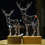 宜家创意小鹿灯夜灯创意礼物北欧实木小鹿台灯生日礼物礼品