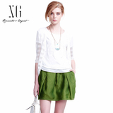 XG品牌专卖 正品折扣女装 白色宽松显瘦针织衫女 开衫XB309001A15