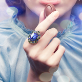 日韩饰品复古夸张红宝石食指戒指女个性关节戒韩国潮人开口指环