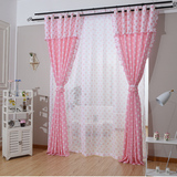 韩式简约粉色短帘半遮光落地窗飘窗儿童女房卧室田园窗帘成品特价