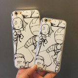 创意Q版漫画钢铁侠iPhone6手机壳卡通苹果6sPLUS黑白保护套5s外壳