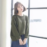 2015韩版新款套头宽松纯色毛衣女 秋冬蝙蝠型学生大码打底毛线衫