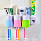 创意壁挂吸盘牙刷架漱口杯吸壁式全自动挤牙膏器带杯洗漱套装挂架