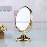 双面金属镜子 专业厂家热卖台式圆形化妆镜 金色桌面美容镜